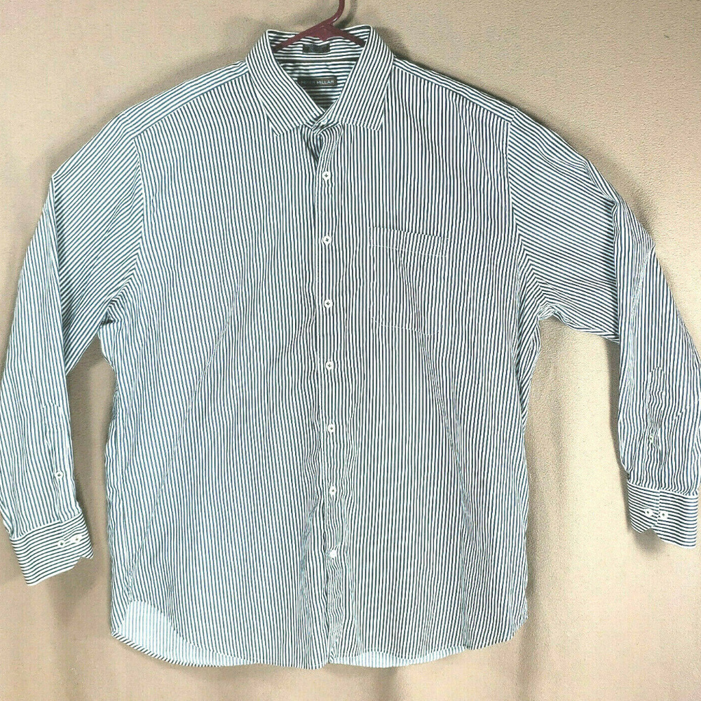 Peter Millar Black White Mens Dress Shirt XXL
